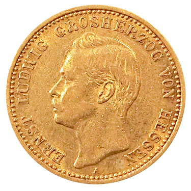 10 Mark Goldmünze Ernst Ludwig, Hessen 1896/1898 - J.224