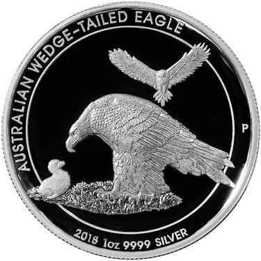 Silbermünze Wedge Tailed Eagle 2018 - 1 Unze High Relief