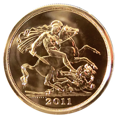Goldmünze 5 Pfund Sovereign Masterpiece 2011 - 36,61 Gramm Feingold mit Etui und COA