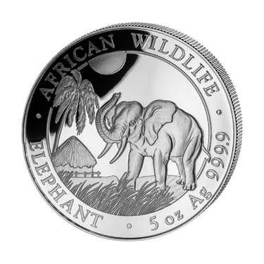 Silbermnze Somalia Elefant 2018 - 5 Unzen