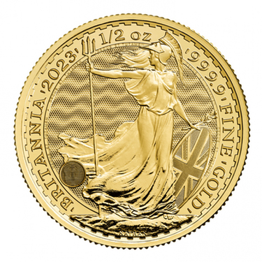 Englische Britannia Queen Elizabeth II Goldmünze 2023 - 999,9 Gold - 1/2 Unze