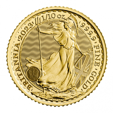 Englische Britannia Queen Elizabeth II Goldmünze 2023 - 999,9 Gold - 1/10 Unze