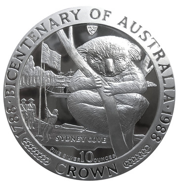 Silbermünze Australian Bicentenary Coin 1988 - 10 Unzen 999 Feinsilber in PP