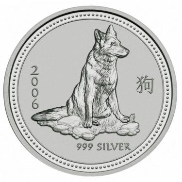 Silbermnze Lunar I Hund 2006 - 1/2 Unze 999 Feinsilber