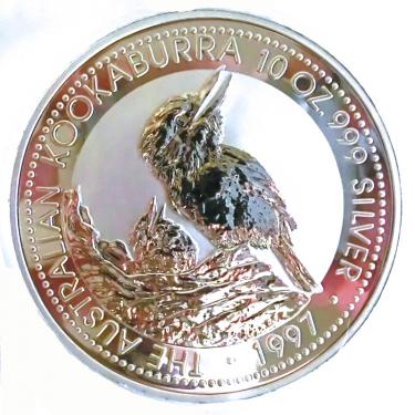 Silbermünze Kookaburra 1997 - 10 Unzen 999 Feinsilber