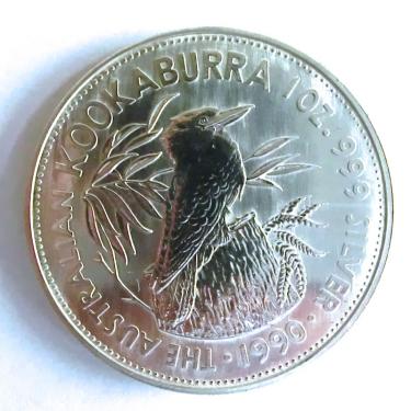 Silbermünze Kookaburra 1990 - 1 Unze 999 Feinsilber