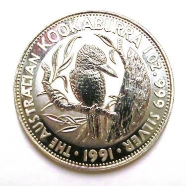 Silbermünze Kookaburra 1991 - 1 Unze 999 Feinsilber