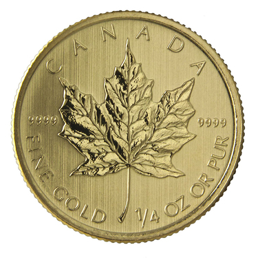 Maple Leaf Goldmünze 2001 1/4 Unze 999,9 Feingold Privy Mark Basler Stab