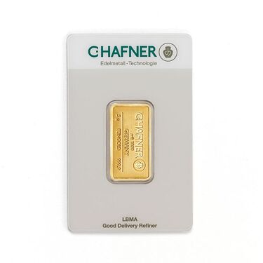 Goldbarren 5 Gramm Feingold - C. Hafner - neu