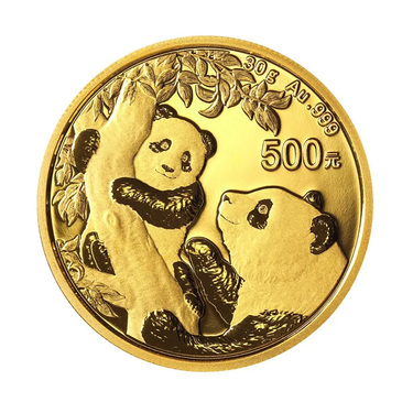 China Panda Goldmünze 500 Yuan 2021 - 30 Gramm ohne Original-Folie