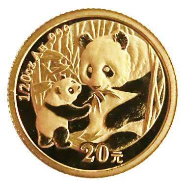 China Panda Goldmünze 2005 - 1/20 Unze in original Folie