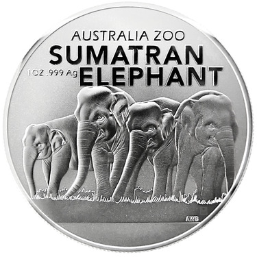 Silbermnze Australian Zoo Elefant 2022 - 1 Unze Feinsilber