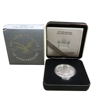 Canada Silberdollar 10th Anniverary  1987 - 1997 PP mit Box und Zertifikat