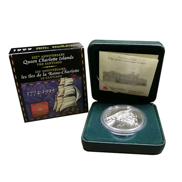 Canada Silberdollar Queen Charlotte Islands 1774 - 1999 PP mit Box und Zertifikat