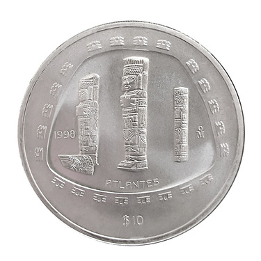 Silbermnze Mexiko 10 Pesos Atlantes 5 Unzen 1998
