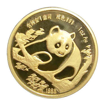 China Panda Goldmedaille 1988 PP - 1 Unze Munich International Coins Fair 2. Wahl