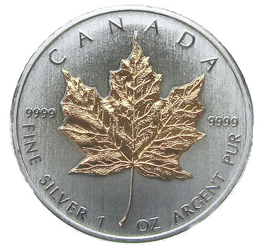 Silbermünze Maple Leaf 2011 gilded - 1 Unze 999 Feinsilber