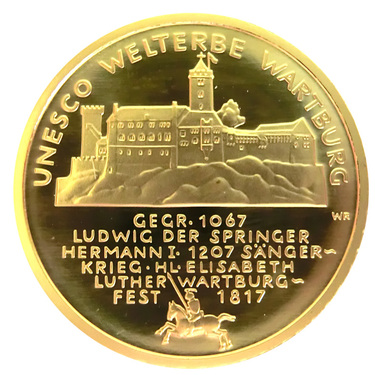 Wartburg 2011 Goldmünze - 1/2 Unze -100 Euro - Prägestätte A