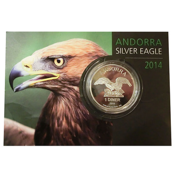 Silbermünze Andorra Eagle 2014 im Blister - 1 Unze 999 Feinsilber