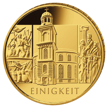 Säulen der Demokratie 2020 Goldmünze - Einigkeit - 1/2 Unze -100 Euro Prägestätte A