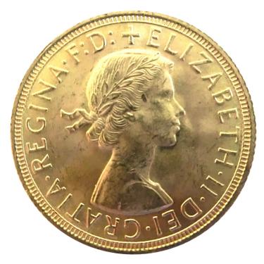 1 Pfund Sovereign Elisabeth Haarband Goldmünze 1957 - 1968