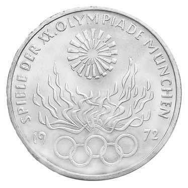 10 Mark Silbermünze 1972 Olympia olympisches Feuer - J.405