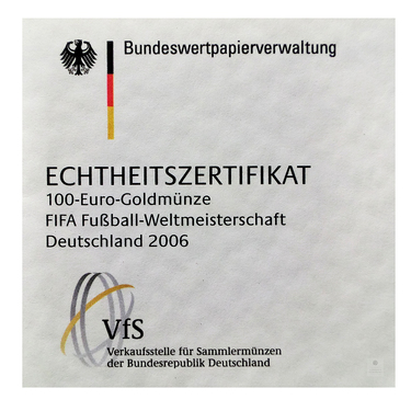 Zertifikat für Fußball Fifa 2005 - 1/2 Unze -100 €