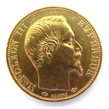 Frankreich Napoleon III ohne Kranz Goldmünze - 20 Francs
