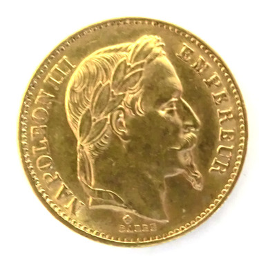 Frankreich Napoleon mit Kranz Goldmnze - 20 Francs 1861 A