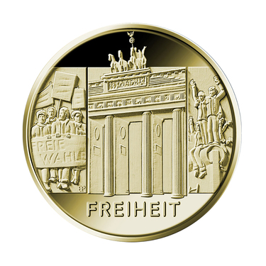 Säulen der Demokratie 2022 Goldmünze - Freiheit - 1/2 Unze -100 Euro Prägestätte A