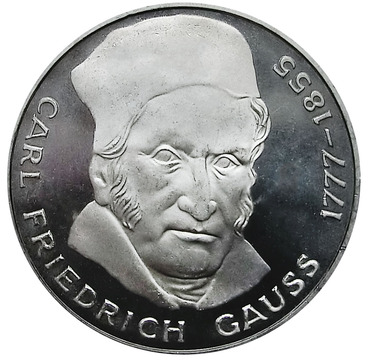 5 Mark Silbermünze 1977 Gauss - J.420