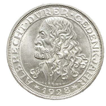 3 Mark Silbermünze Albrecht Dürer 1928 - J.332