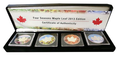Silbermünzen coloriert Maple Leaf 2013 Four Seasons Edition mit Etui