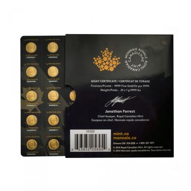 Maplegram Goldmünze 25 x 1 Gramm 999,9 Feingold