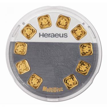 MultiDisc von Heraeus 10x 1 Gramm Goldbarren