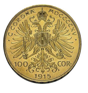 100 Kronen Österreich Goldmünze - 1915 - Nachprägung, 30,49 Gramm