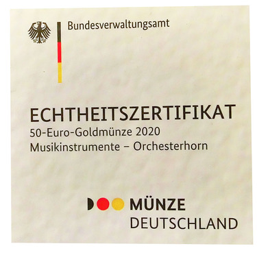 Zertifikat für Orchesterhorn 2020 - 1/4 Unze - 50 €