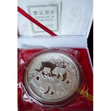 China Panda Silbermünze 1992 - 12 Unzen mit Zertifikat in PP