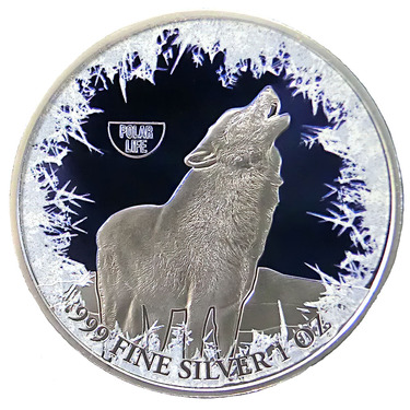 Silbermünze Niue 2019 Polarwolf - 1 Unze Feinsilber Crystal Rhodium Finish