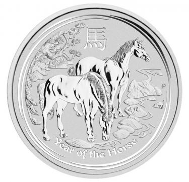 Silbermünze Lunar II Pferd 2014 - 2 Unzen 999 Feinsilber