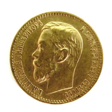Russland Nikolaus II Goldmünze - 5 Rubel