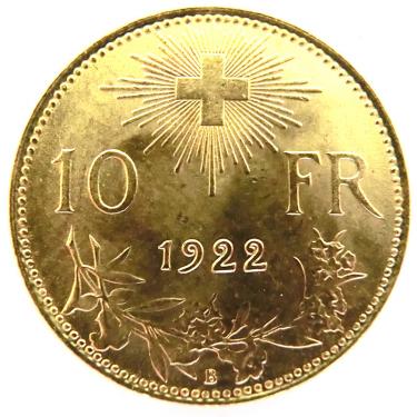 Vreneli schweizer Goldmünze 10 SFR divers - 2,90 Gramm Gold