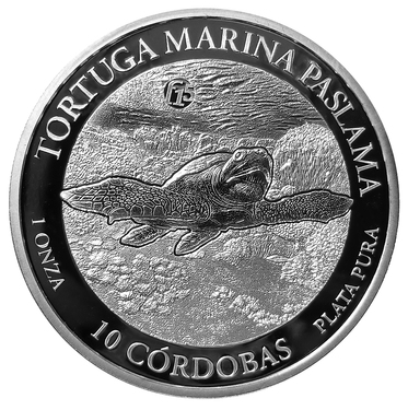 Silbermünze Nicaragua 10 Cordobas 2016 Meeresschildkröte Privy F15 1 Unze in PP