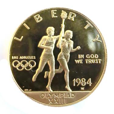 USA Goldmünze Olympiade 1984 Fackelläufer PP