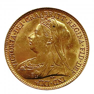 1/2 Pfund Sovereign Victoria Schleier Goldmünze